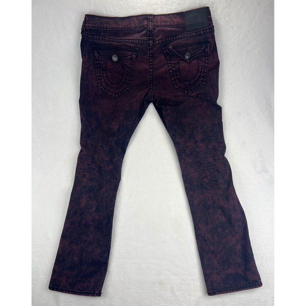 True Religion Ricky Relaxed Straight Men Jeans Size 42 Red Distressed